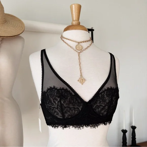 BLACK LUXE DAINTY BRA - Picture 2 of 3
